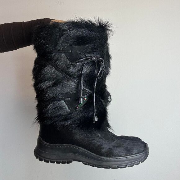 Pajar Real Fur Black Winter Boots Made in Italy - Picture 2 of 7